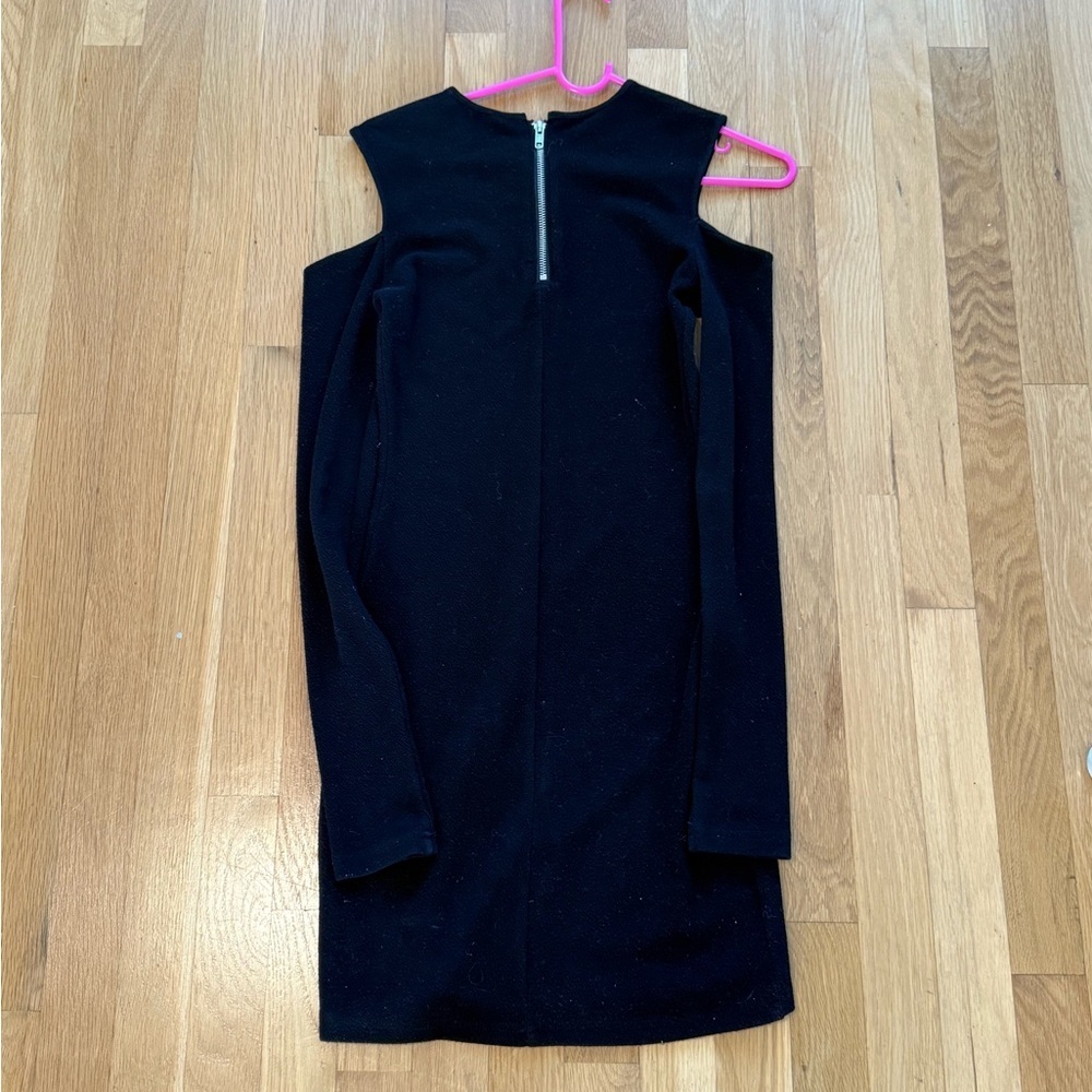 Black Cold Shoulder Long Sleeve Bodycon Mini Dress Small Bloomingdale’s - Picture 4 of 5